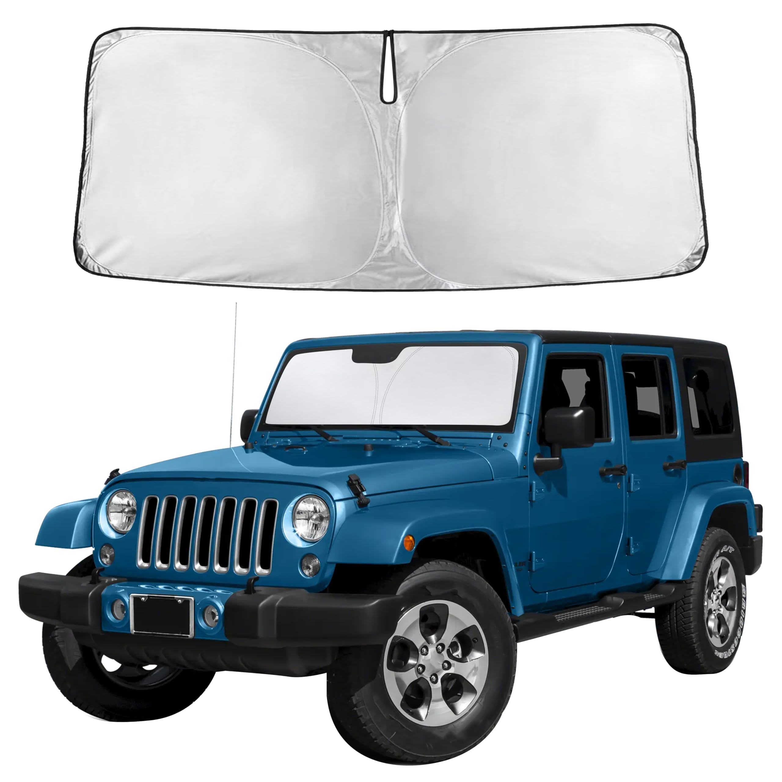 EcoNour Windshield Sun Shade Compatible for Jeep Wrangler 1997–2017