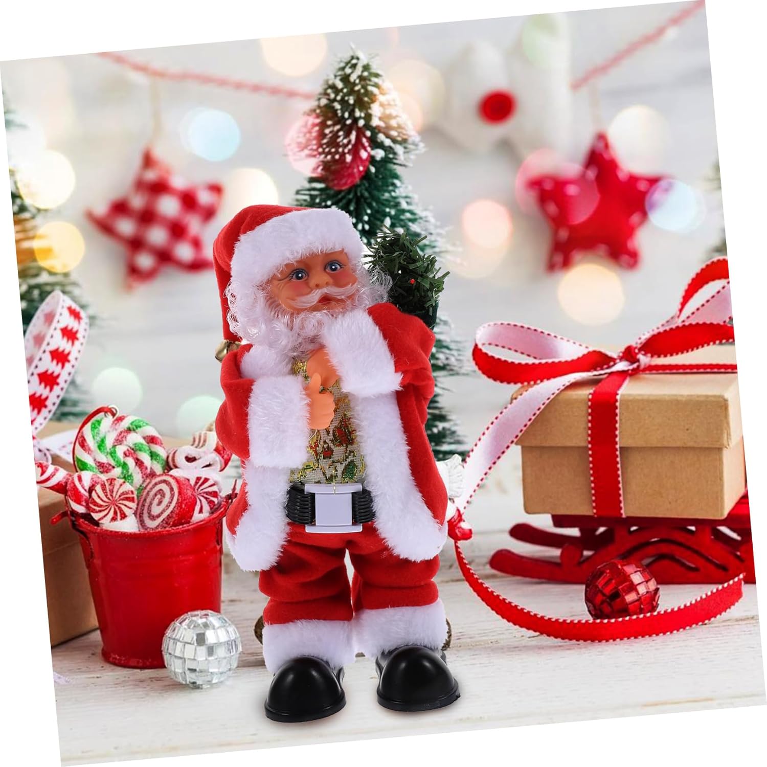 1pc Dancing Santa Claus Christmas Figure Animated Musical Electric Decoration for Holiday Parties Fun Xmas Ornament for Home Table Decor