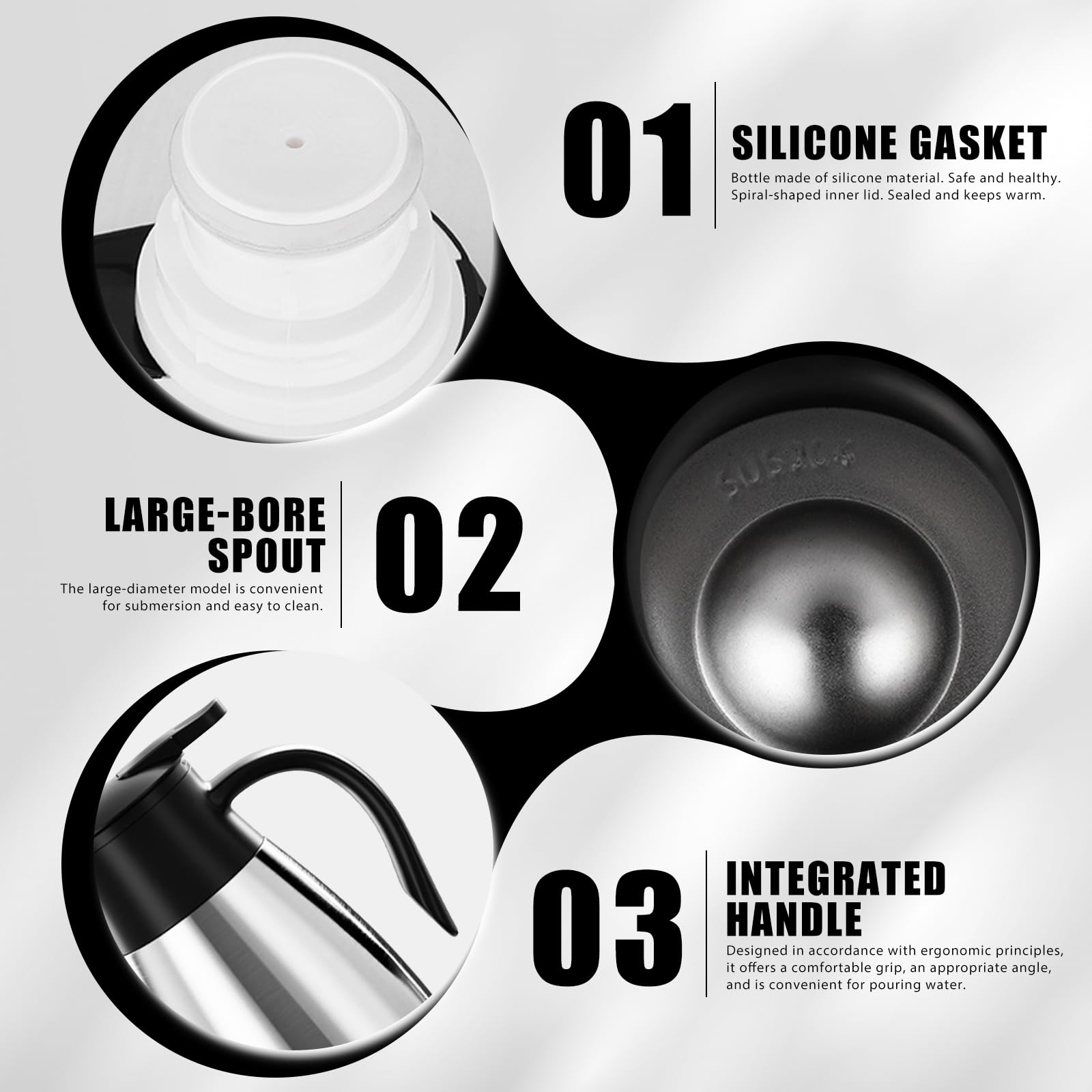2 L Caraffa Termica, Caraffa Per Caffè, Thermos In Acciaio Inox, Mantiene Caldo Per 24 Ore, Thermos Sottovuoto A Doppia Parete Per Mantenere Calde Le Bevande Bollitori, Teiere E Caffettiere