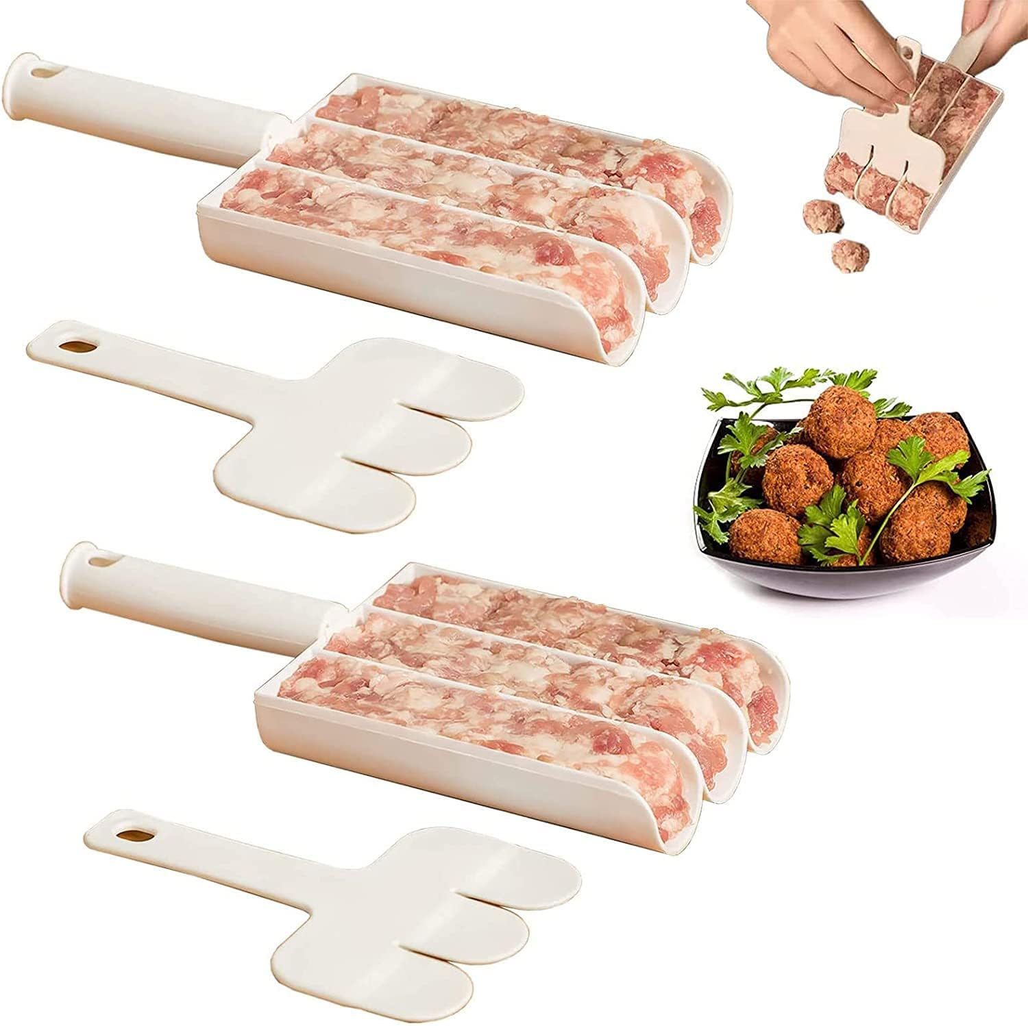 VIDORA Meatball Maker,Stainless Steel Meatball Scoop Maker with Cutting Spade Portable Cheese Ball,Rice-Meat Dumplings Cake Manchurian rasgulla Maker Fish Ball Burger Meatball 1