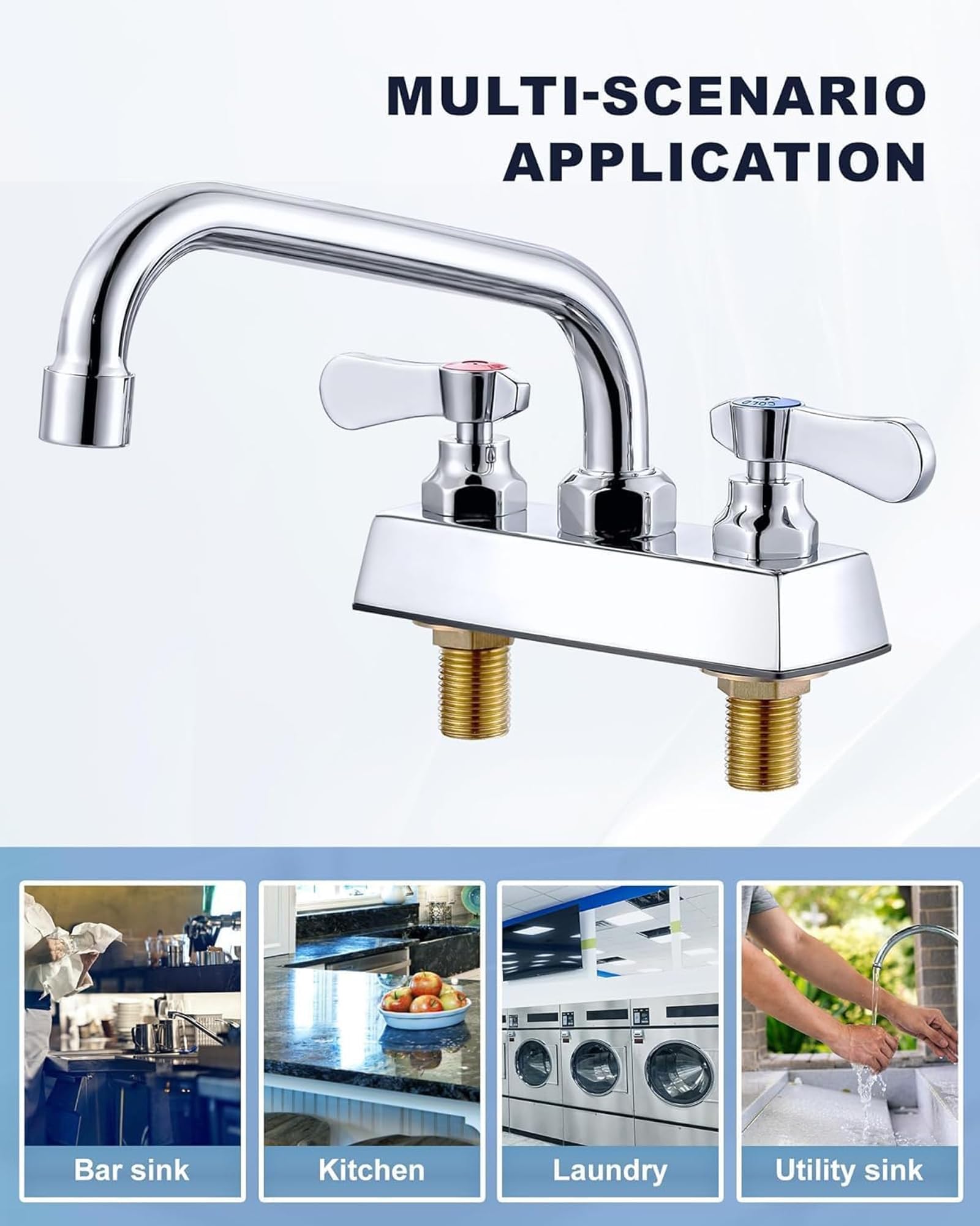 Laundry Sink Faucet - Chrome Brass Utility Sink Tap -8