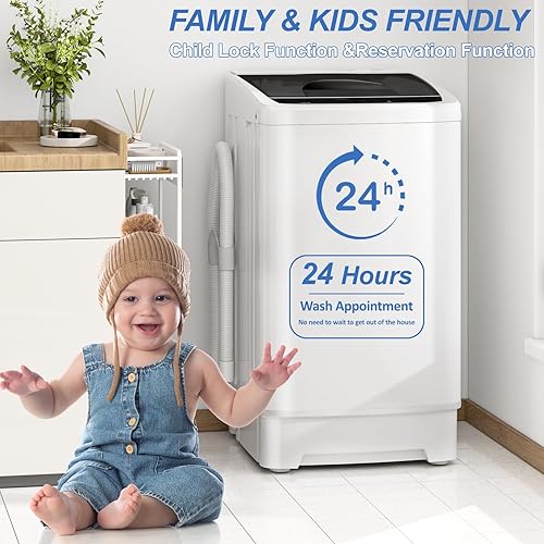 Miniatura 6 de Lavadora portátil de 15 libras, 1.9 pies cúbicos de lavadora y secadora completamente automática con 8 programas de lavado, lavadora compacta para