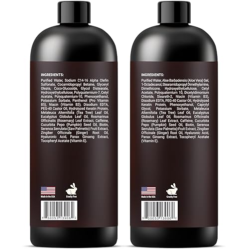 Miniatura 8 de Set de champú y acondicionador para engrosar el cabello, soporte para el crecimiento y dar volumen con bloqueadores de DHT, biotina, queratina,