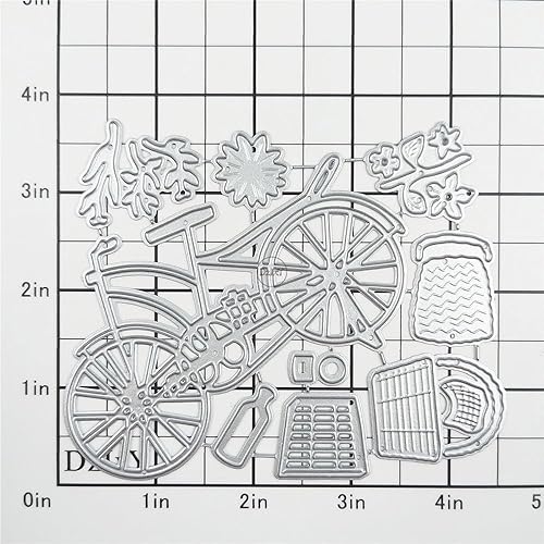 Miniatura 3 de DzIxY Cesta de flores para bicicleta, troqueles de corte de metal, kit de fabricación de tarjetas, troquelados, troqueles, álbumes de recortes,