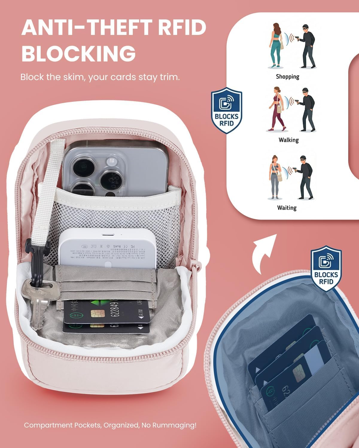 sportsnew Water Bottle Holder for 30oz/40oz Tumbler with Handle, Puffy Water Bottle Carrier Bag with Phone & RFID-Blocking Card Pocket & Drawstring Closure for Quick Access, Patent Pending - Image 4