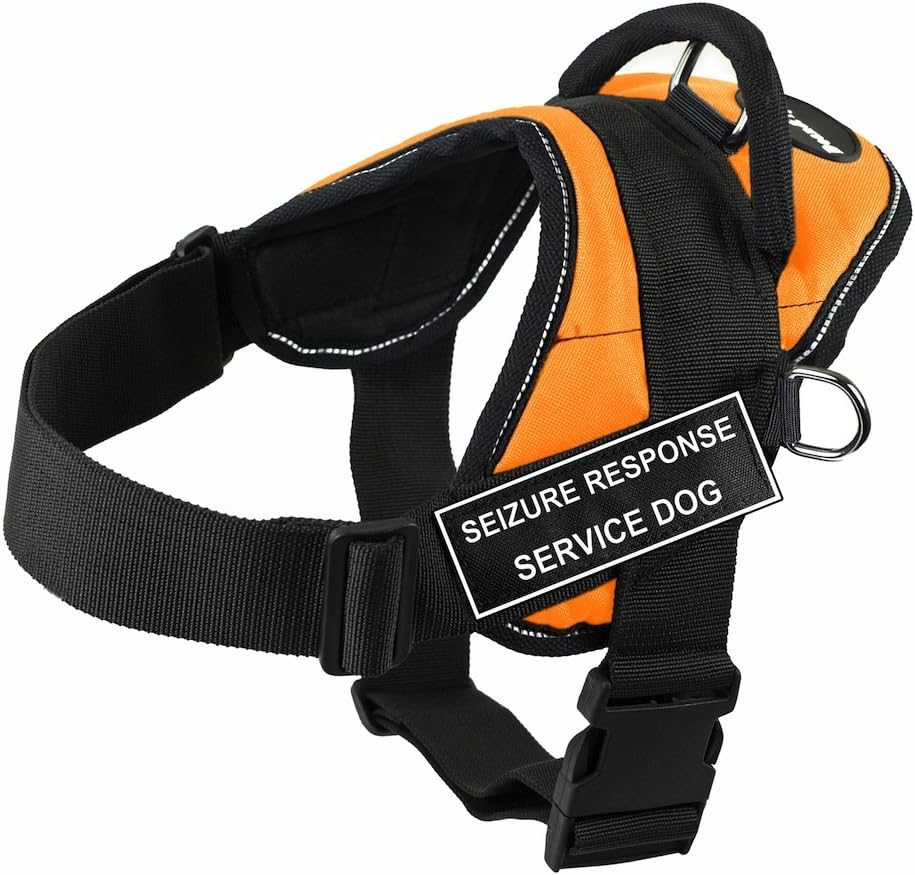 Dean & Tyler DT Fun "Seizure Response Service Dog" Harness with Reflective Trim, Large, Orange