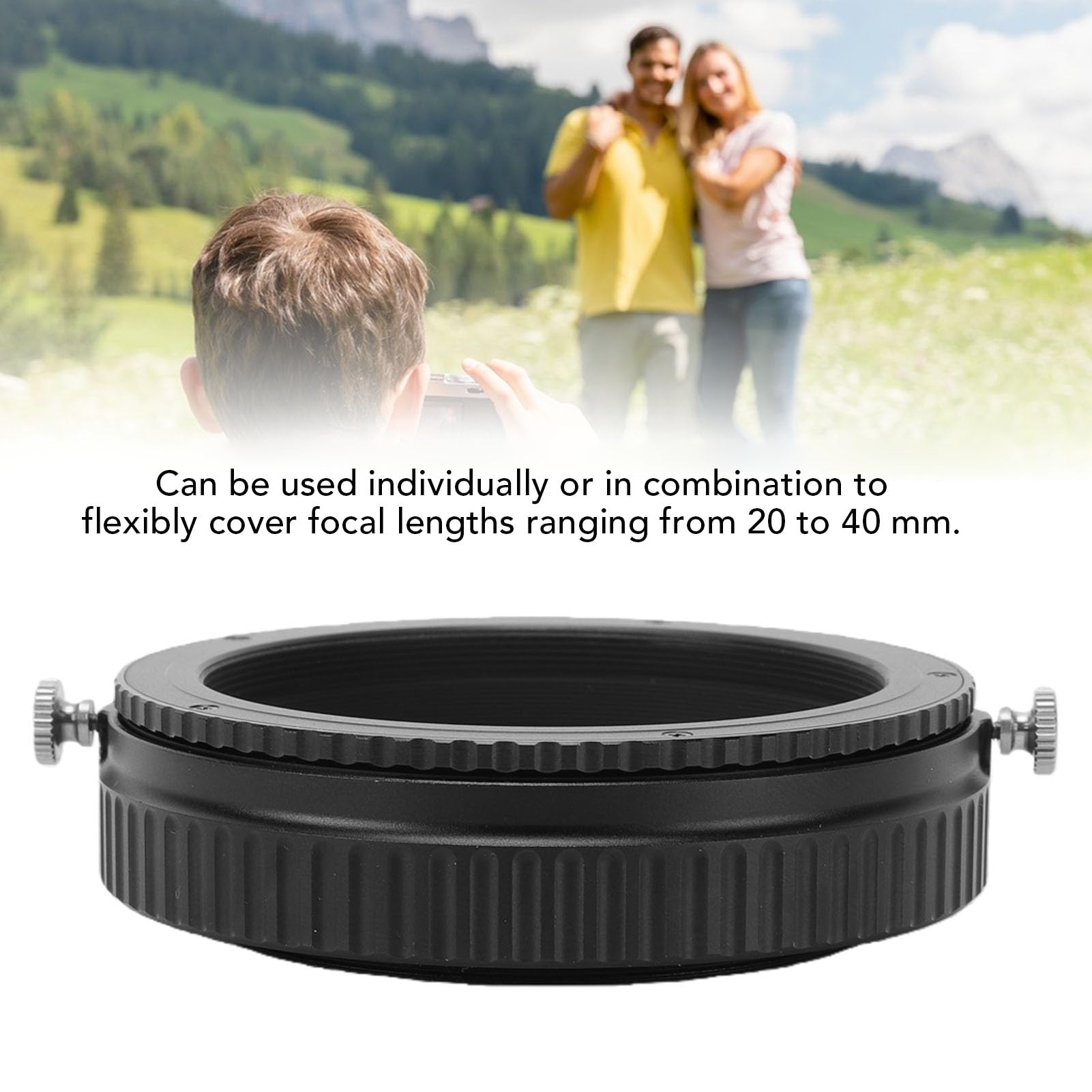 SENECESLI Adapter Helikoidalny Skupiający ze Stopu Aluminium 20-40 Mm | Adapter Helikoidalny M62, Przedłużka 20-40 Mm, Kontrola Ostrości Makro, Lekka Metalowa, Ręczna Bez Automatyki