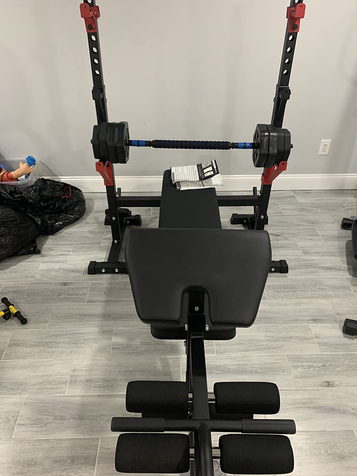 30/mo Finance Weight Bench with Squat Rack,Bongkim Adjustable Bench,MultiPurpose Foldable