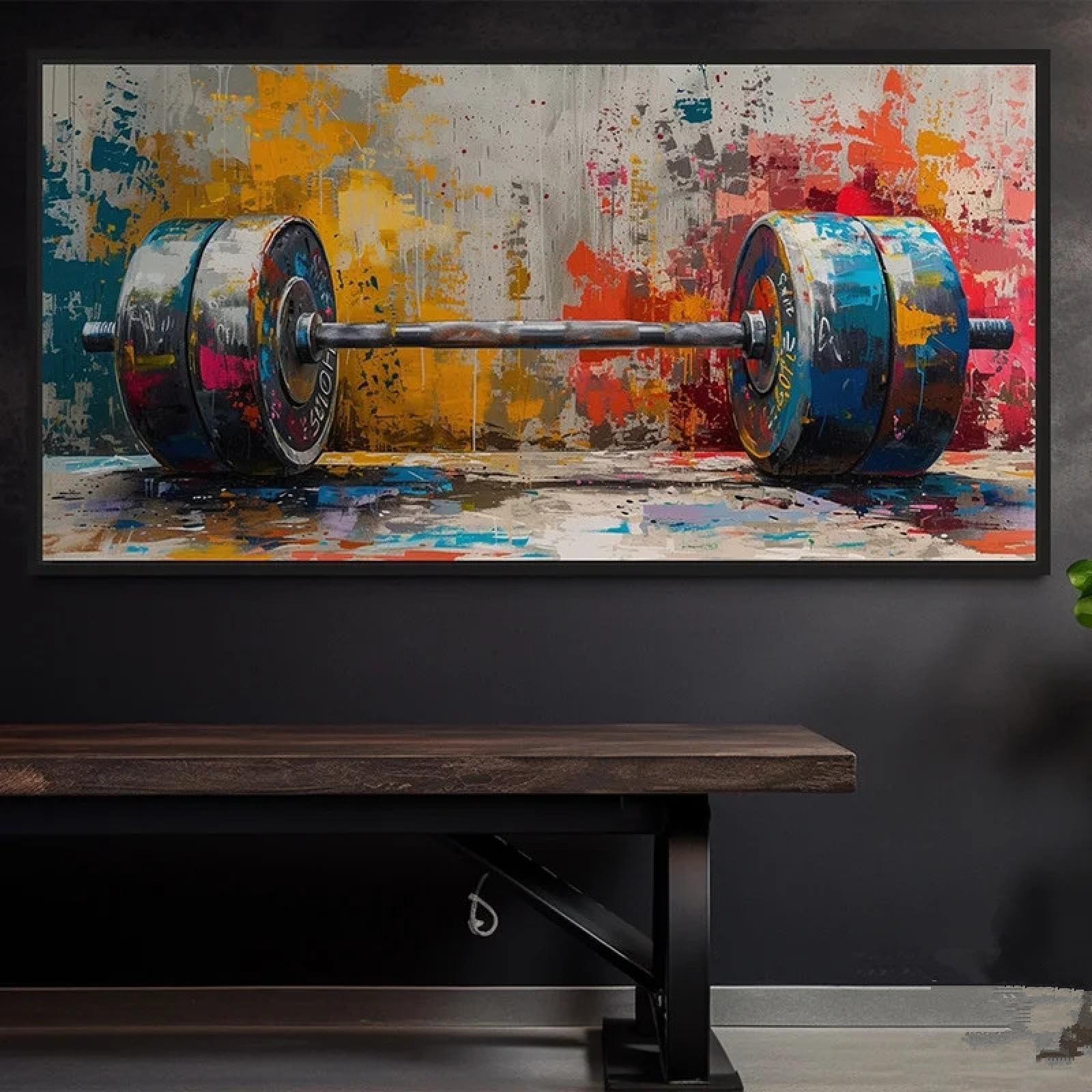 XINBAO Poster motivazionali di fitness, bodybuilding, palestra, bilanciere, allenamento, tela, stampe murali, immagini, decorazioni per la casa, palestra, 50x100 cm, senza cornice
