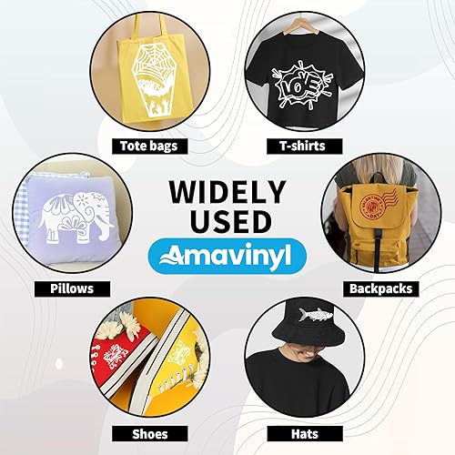 Miniatura 6 de Rollo de vinilo de transferencia de calor blanco de 12 pulgadas x 8 pies, vinilo para planchar para ropa, camisetas, tela, compatible con Cricut