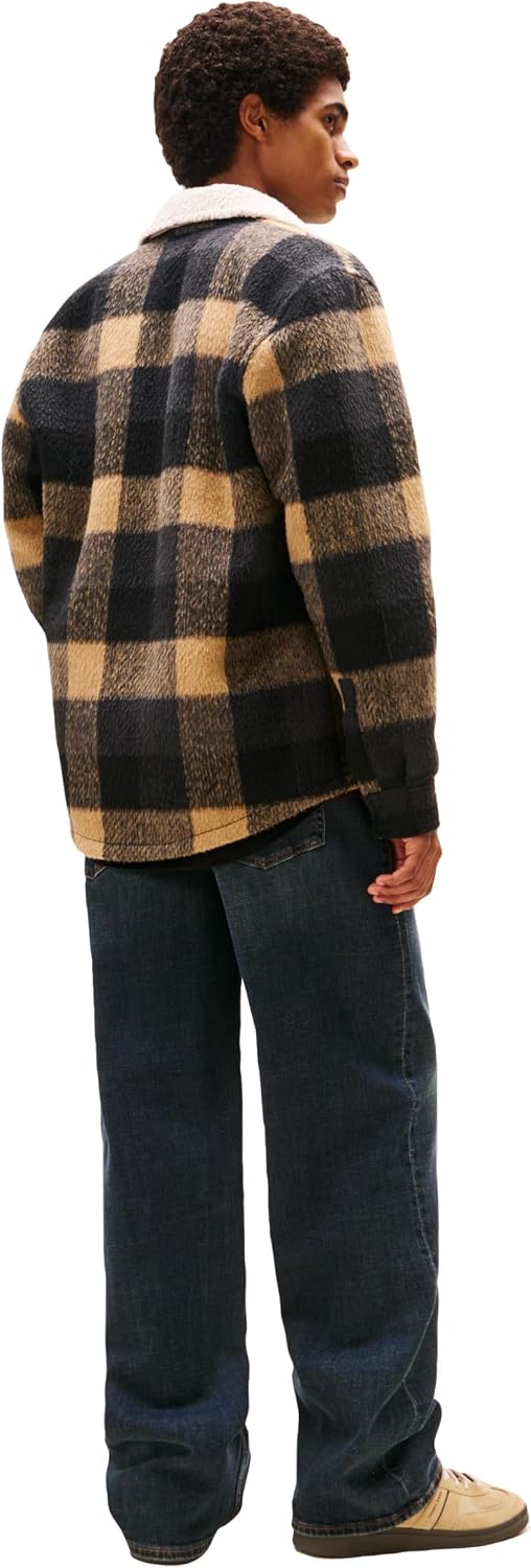 Tommy Jeans Men's Lightweight Check Teddy Overshirt With Embroidered Logo
