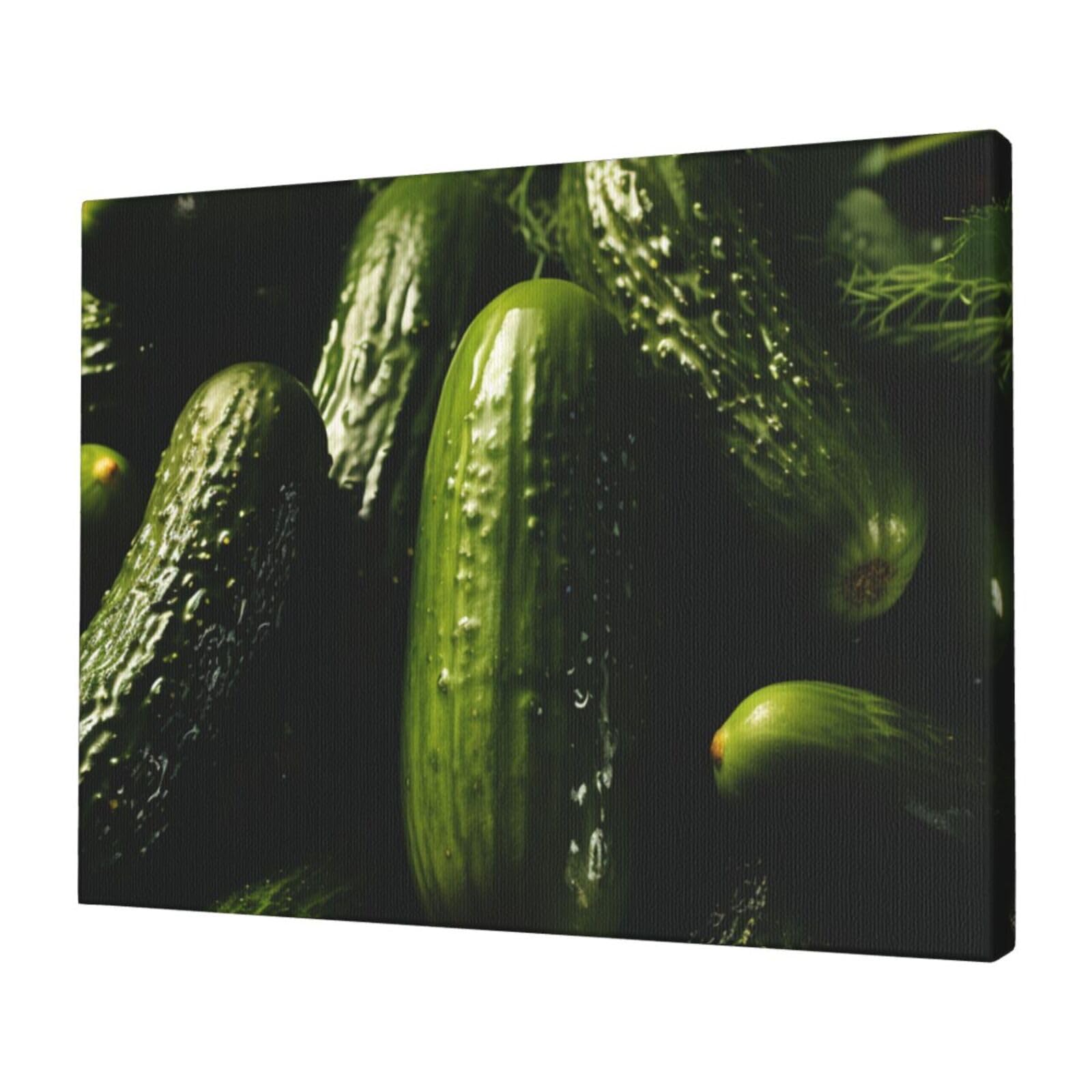 FodPand Canvas Wall Art for Living Room Wall Decor 12"x16" Modern Artwork Painting Pictures Hanging Canvas Prints Pickle Aesthetic Wall Art for Bedroom Bathroom Office Wallart Decor