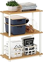 Vista 173 de Furinno Turn-N-Tube - Estantería de exhibición multiuso, de 4 niveles, con tubos redondos, color rosa y blanco