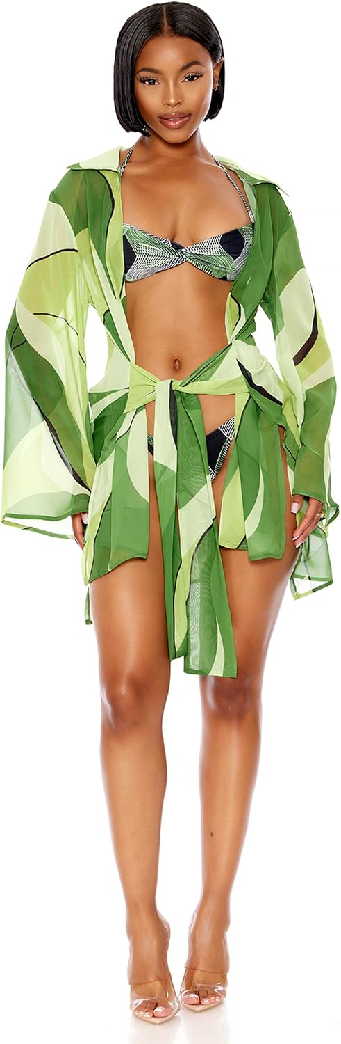 Forplay Women's Nayarit Chiffon Tie Front Pool Tunic