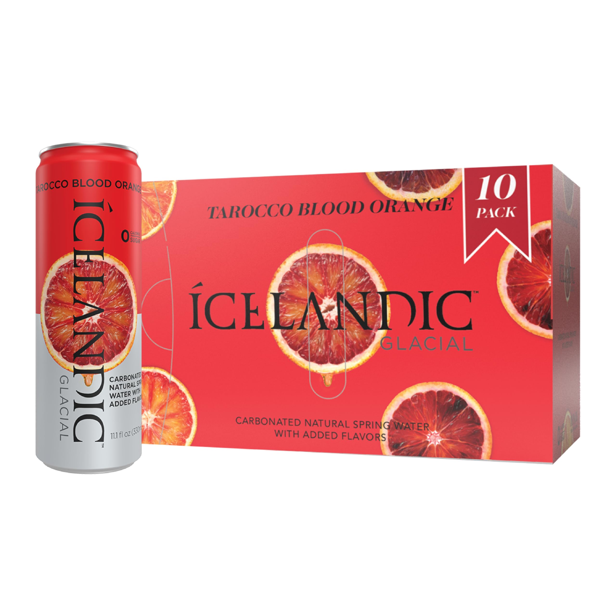 Icelandic GlacialSparkling Water, Tarocco Blood Orange, 330 ml Cans, 10 Count