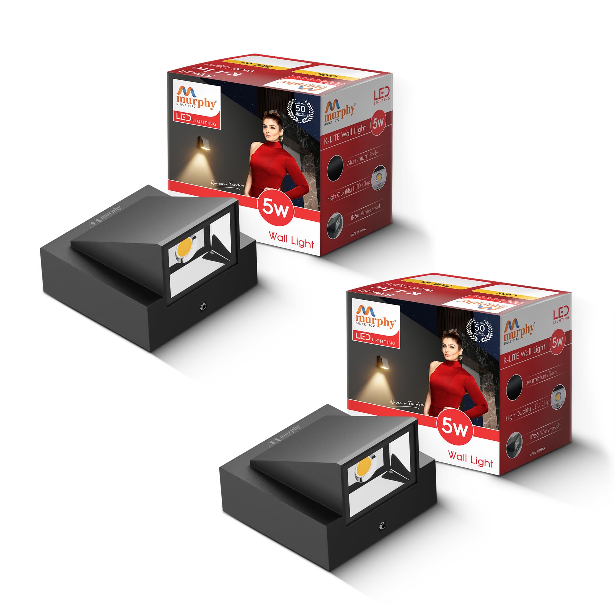 5-Watt K-Type Up Down Outdoor LED Wall Light with Aluminium IP65 Grade Waterproof Body Warm White, Pack of 2 (with 2 Years Warranty)