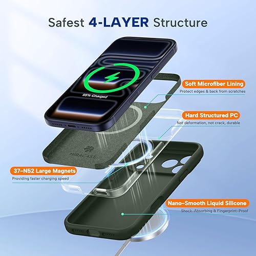 Miniatura 841 de Miracase - Funda diseñada para iPhone 11 con protector de pantalla, funda de goma de silicona líquida, protección total contra caídas y a prueba