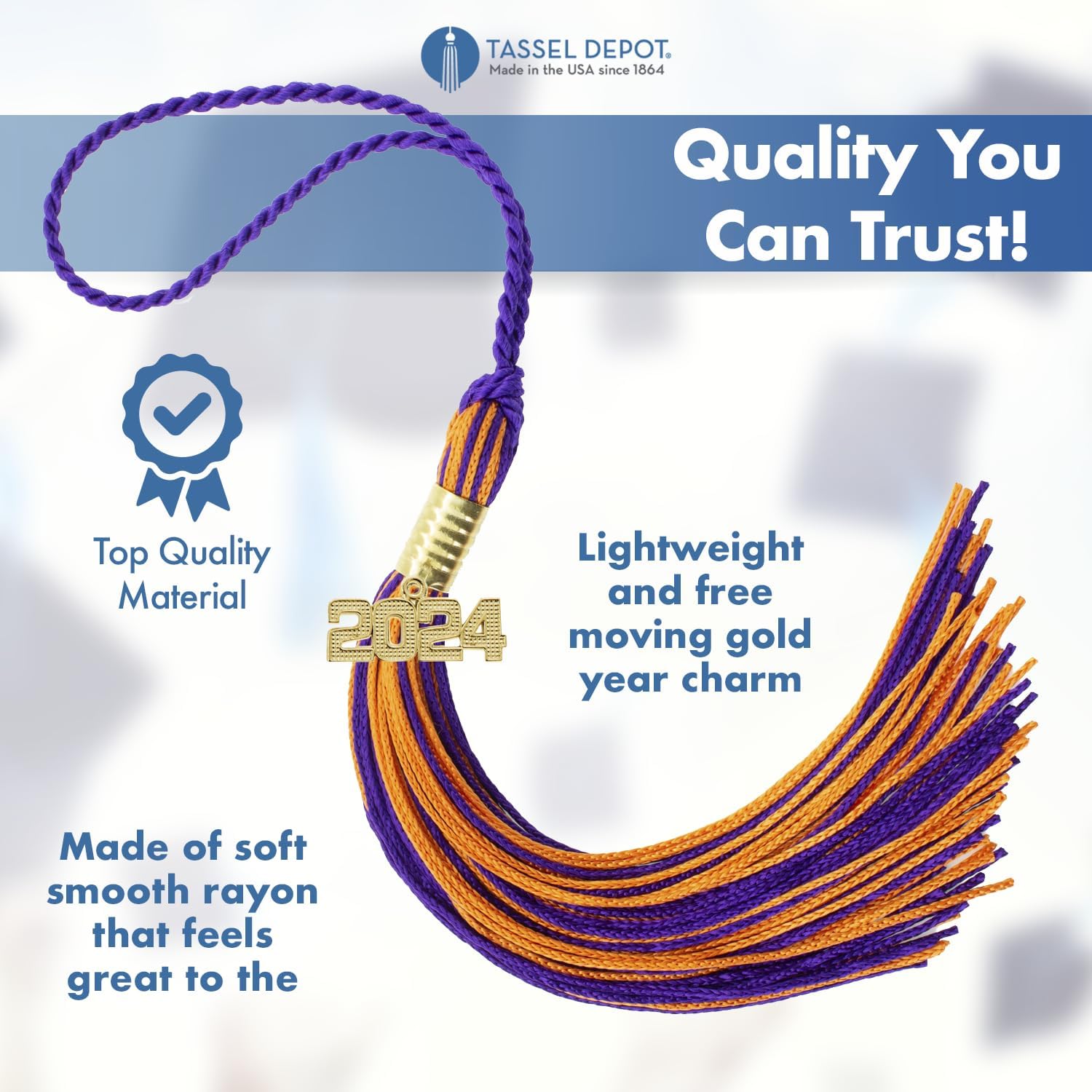 Tassel Depot Lime Graduation Tassel with Customizable Year - Every School Color Available - Made in USA