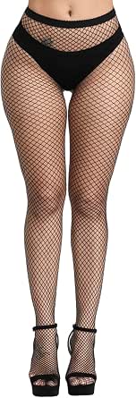 Henwarry Women's Fishnet Stockings Thigh High Wide Fishnet Tights
