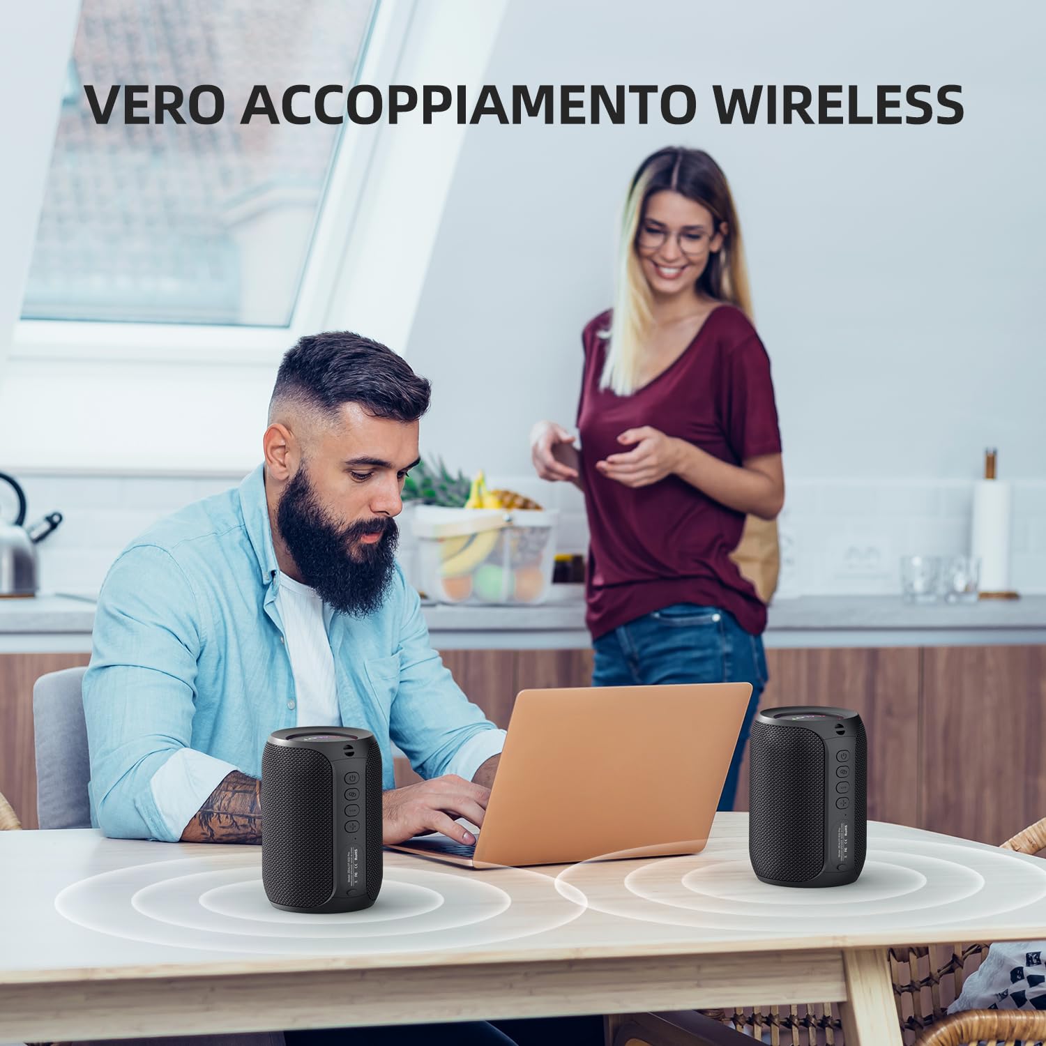 ZEALOT Cassa Bluetooth, Altoparlante Portatile, Outdoor, Bluetooth 5.0, Impermeabile, Stereo Rumoroso, Bassi Incredibili, 1500 Minuti Tempo di gioco con AUX/TF/USB per viaggi a casa (15W Nero)