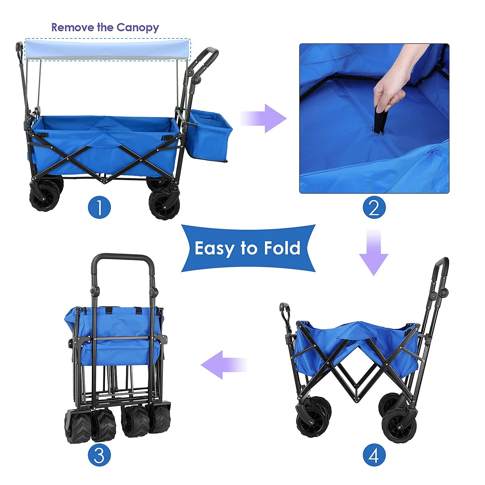 Pirecart Extra Large HeavyDuty Collapsible Wagon, 7“ AllTerrain