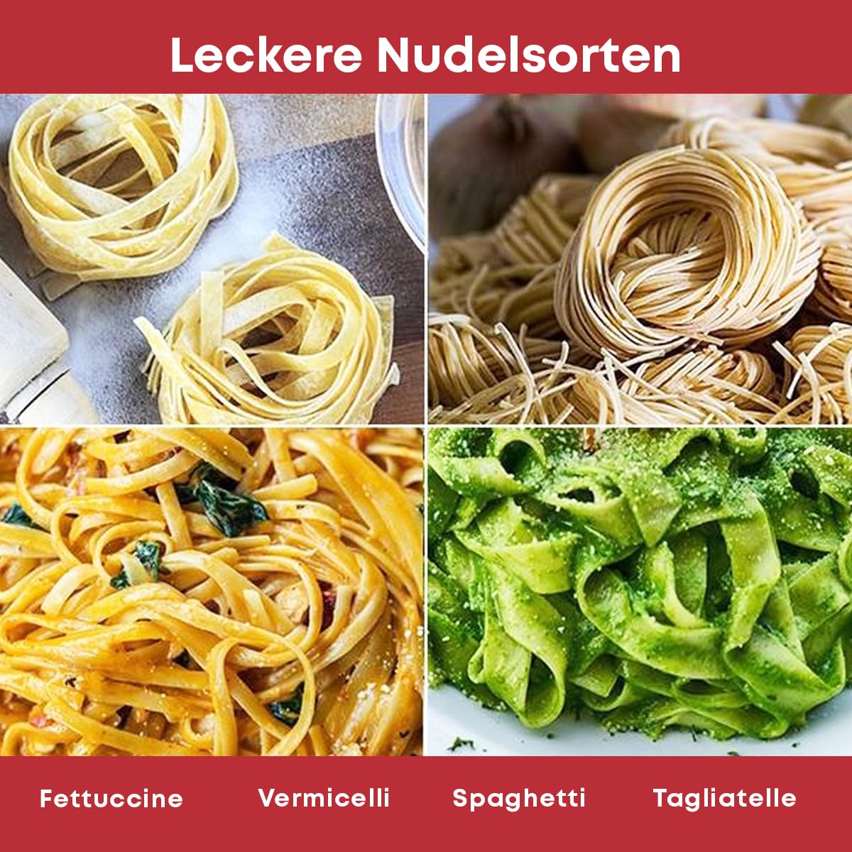 YUGN Pasta Machine en Pasta Droogrek - Pasta Droger Voor Oa Spaghetti en Is Vaatwasserbestendig - Pastamachine Inclusief Pastamaker Verwisselbare Kop en Tafelklem en Rubberen Voetjes - Gratis Book