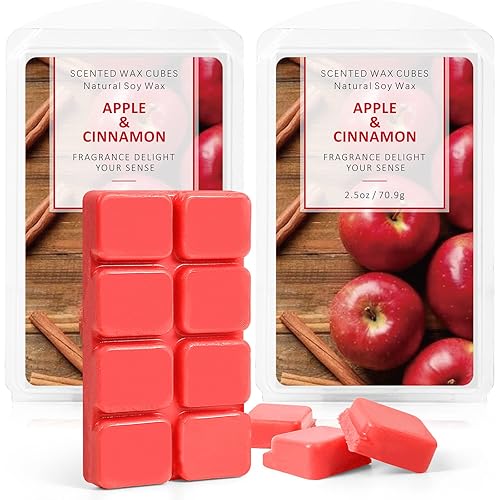 SCENTORINI Wax Melts, Wax Cubes, Cinnamon Apple Wax Melts, Soy Scented Wax Melts for Wax Warmers Christmas Decor, 2 x 2.5 oz - Apple Cinnamon - 2 Pack