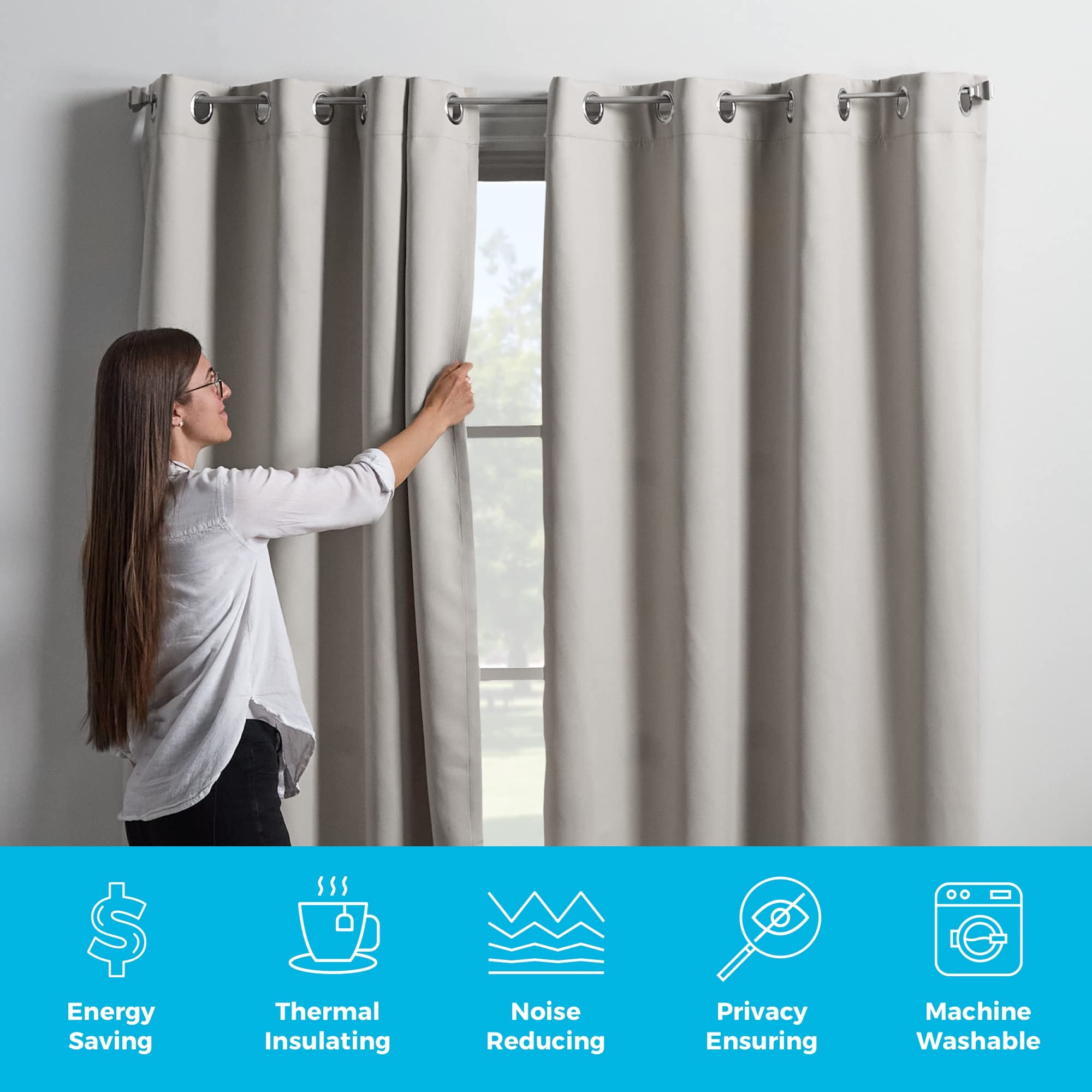 Linenspa 85% Blackout Curtain 2 Panels Set - White Curtains 84 Inch