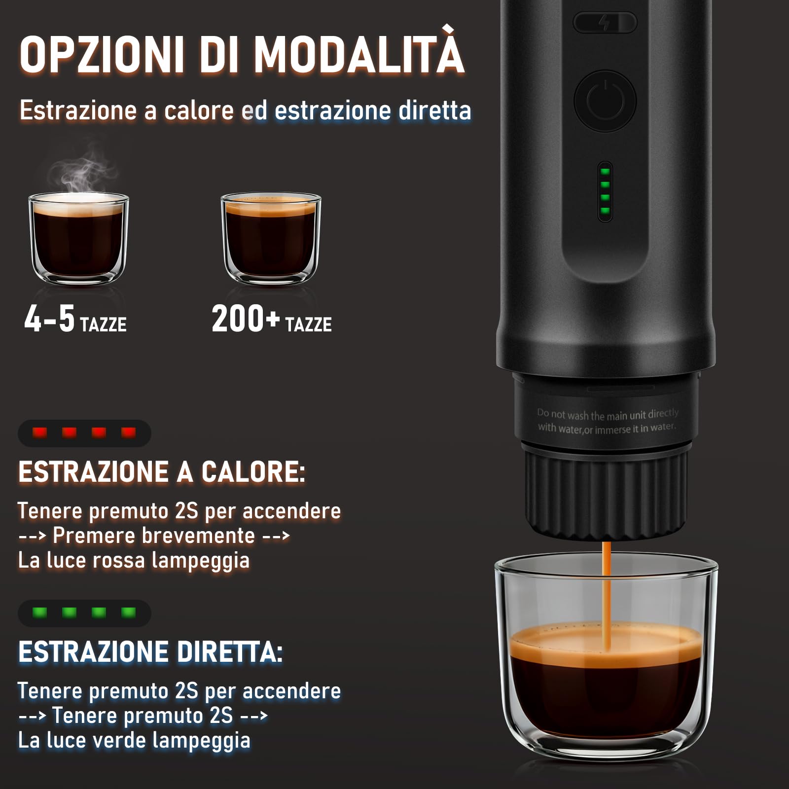 ICARE Macchina Caffe Portatile, 2 in 1 per Capsule NS e Caffè Macinato, Autoriscaldante, USB-C, Indicatore Batteria, Caffettiera Portatile da Viaggio, Campeggio, Escursionismo, Camper (Nero)