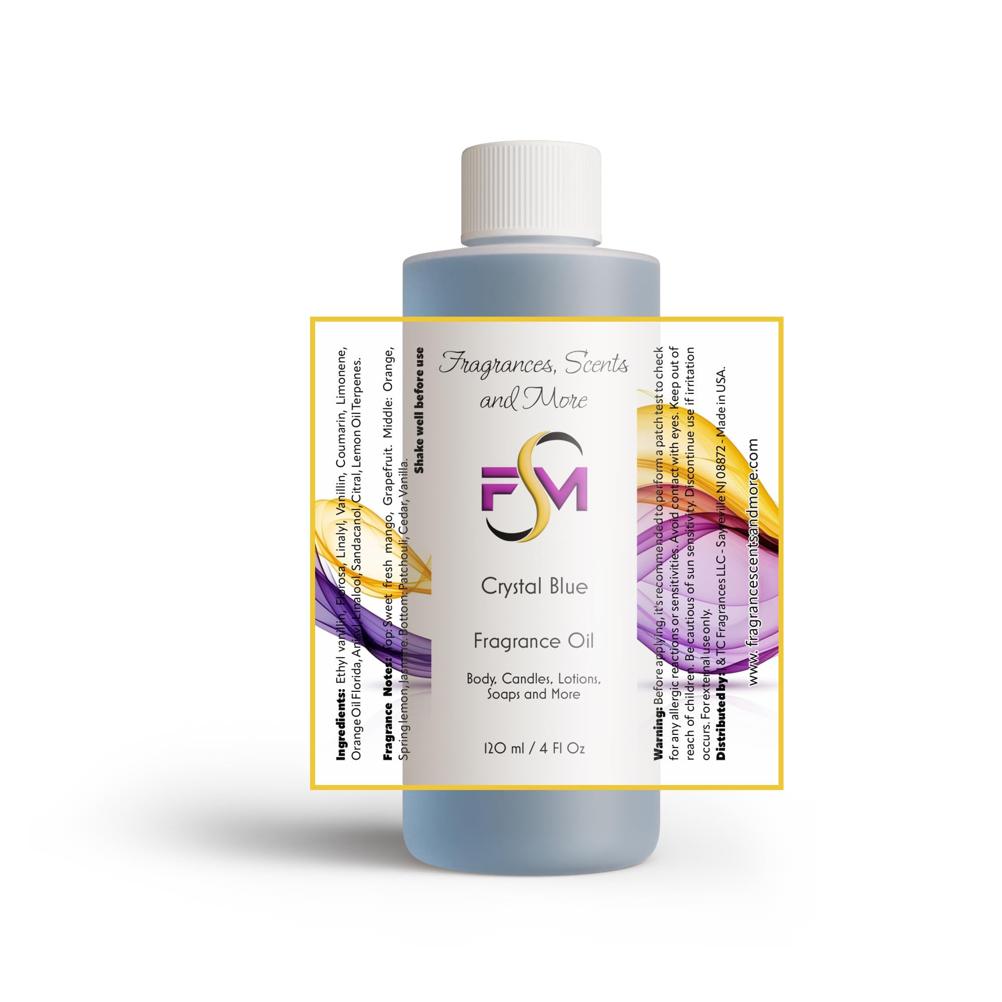 Crystal Blue Fragrance Oil - 4 Fl Oz Plastic Bottle (120ml)