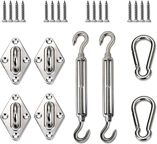 E&K Sunrise Sun Shade - Kit completo de herramientas para instalaciĂłn de toldo de vela cuadrado y rectangular, 8 pulgadas, acero inoxidable, sĂşper E&K Sunrise Sun Shade - Kit completo de herramientas para instalaciĂłn de toldo de vela cuadrado y rectangular, 8 pulgadas, acero inoxidable, sĂşper