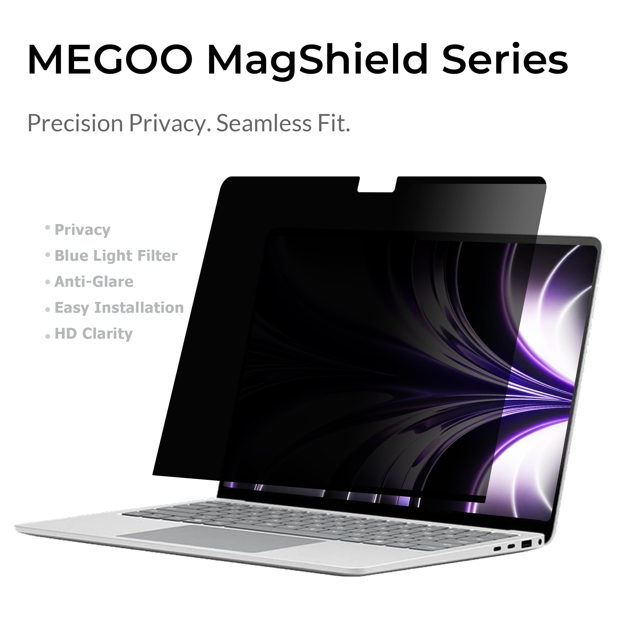 MEGOO Schermo Privacy per MacBook Pro 16 Pollici (2021–2024, M1-M4,Pro,Max), Opaco Anti-Riflesso, Filtro Luce Blu, Vista Anti-Spia ±30°, Magnetico, Protezione Business Premium