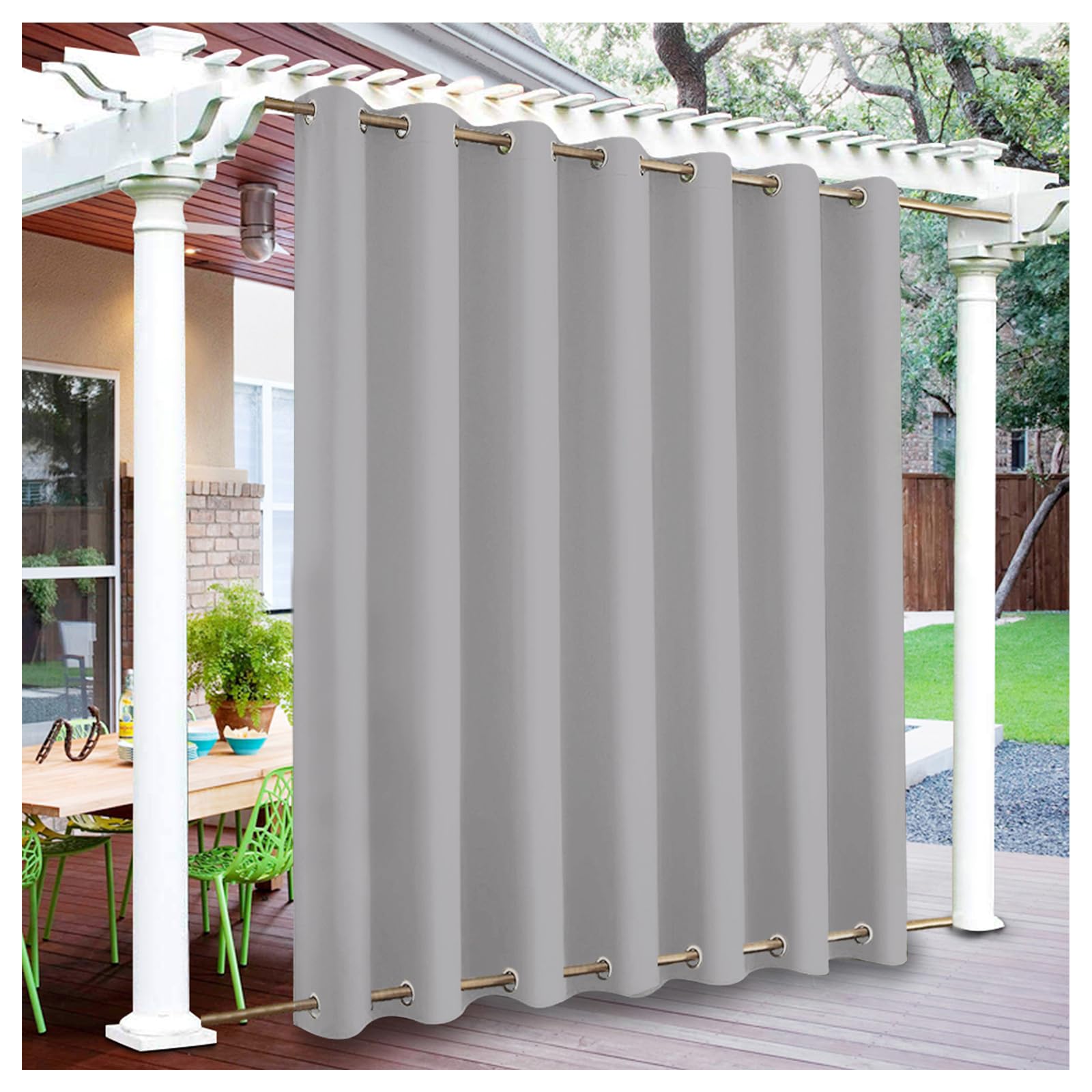Mewkew Double Grommet Blackout Curtains W 55.9"×L 126" Gazebo Waterproof Windproof Outdoor Curtains, Weatherproof Curtain Panel, Sun Protection for Patios, Balcony, Pergola — image 1