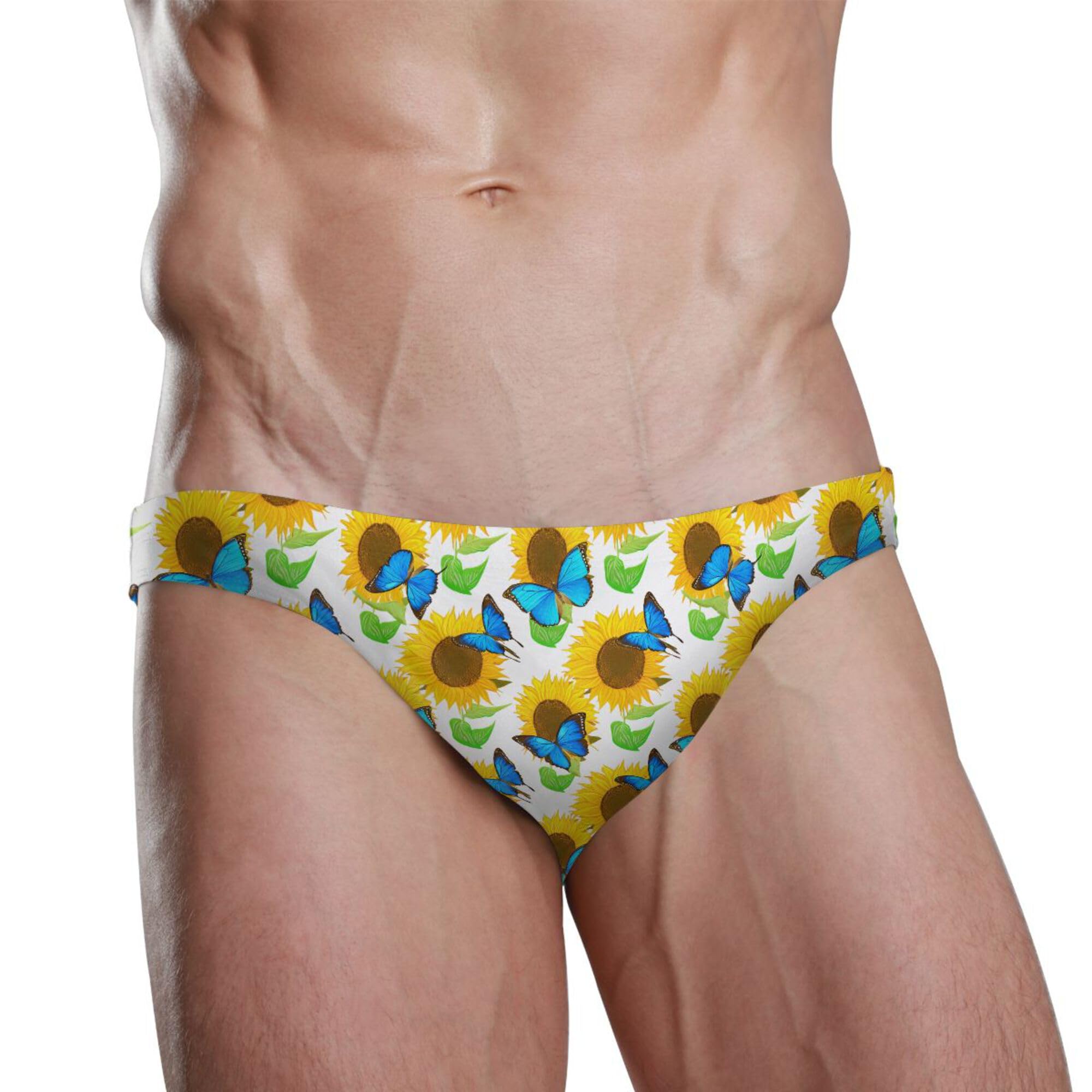 Mens Swim Briefs Butterfly Sunflower Swimwear Bikini Swimsuit XL B0403976