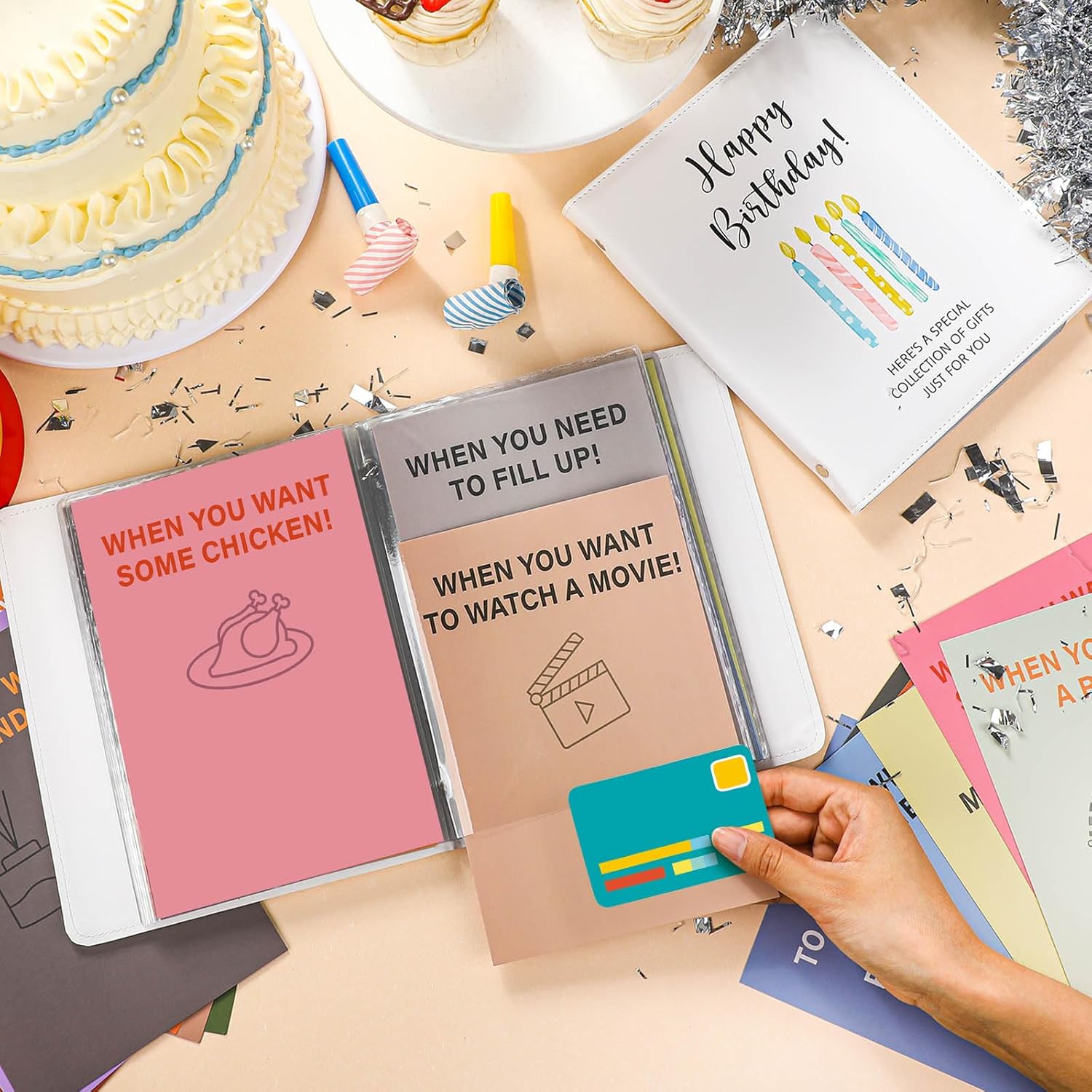 Epakh Happy Birthday Gift Card Book 9 x 7 Inch Greeting Cards Booklet Keeper Organizer Books with 24 Pages Album Keeper Personalized for Birthday Party Favors