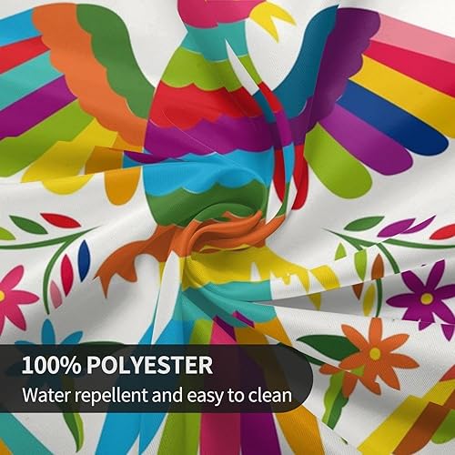 Miniatura 8 de Gianlaima Mantel redondo Otomi de flores mexicanas, diseño de pájaros mexicanos, impermeable, lavable, circular de 60 pulgadas para mesas de 20 a 47