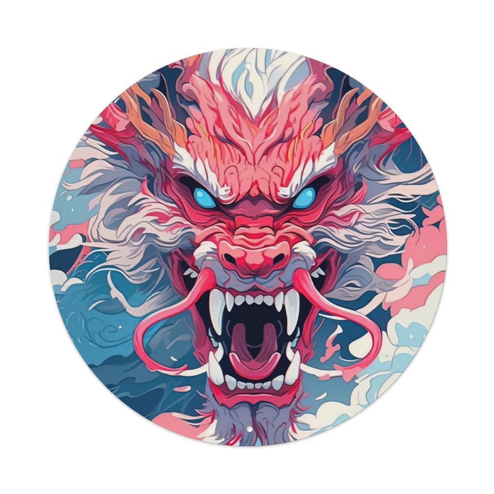 Animals Artwork The Roaring Dragon Vintage Metal Tin Sign Plaque Wall Decor for Cafe, Club Bar, Office, Garden Metal Poster 8x8Inch