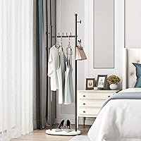 Vista 6 de Perchero Negro con Estantes, Perchero Moderno Independiente con Base de Mármol, Perchero de Árbol para Sombreros, Perchero de Pie para Boutique