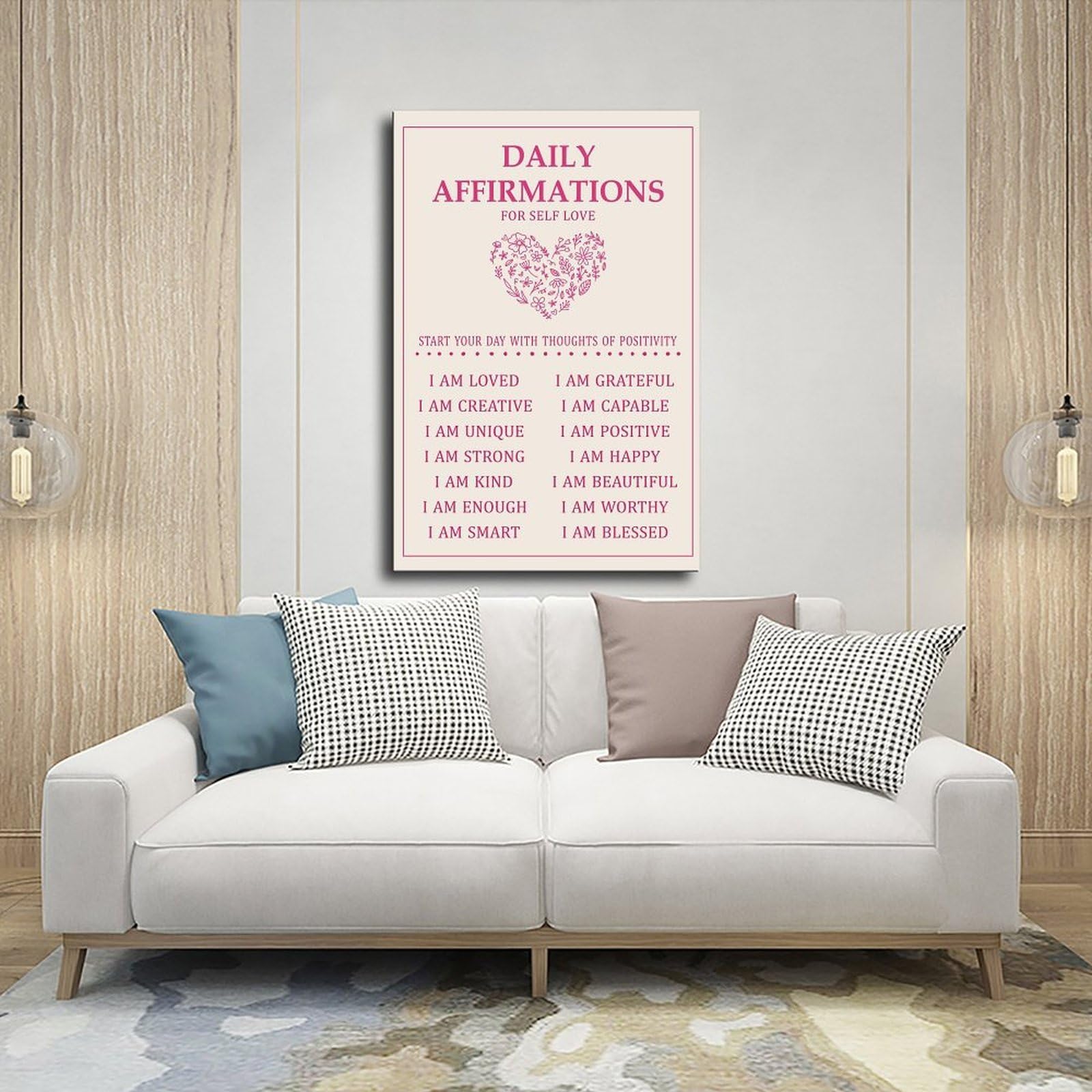 LNYLSJ Poster artistico con affermazione quotidiana, salute mentale, promemoria | Tela per soggiorno, camera da letto, casa, ufficio, stampa regalo, stile cornice, 50,8 cm di lunghezza x 76,2 cm di larghezza