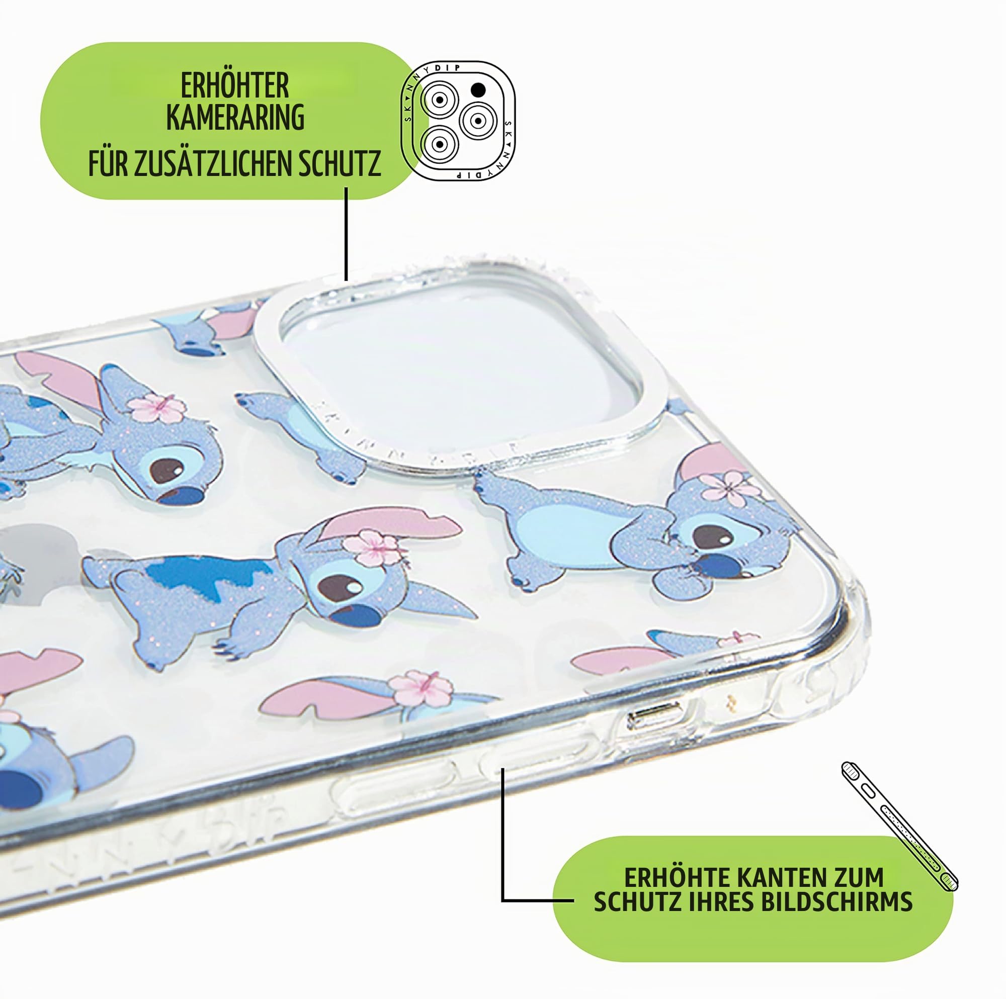 Skinnydip iPhone 15 Hülle Disney Lilo und Stitch Tropical Shock Protective iPhone Cover für Mädchen, Kinder und Erwachsene, niedliches Design, schlank und leicht, Kratzfest, herg