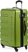 SwissGear 7366 Signature Hardside Expandable Luggage with Spinner Wheels, TSA Lock, Green, Checked-Medium 23-Inch