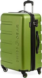 7366 Hardside Expandable Luggage with Spinner Wheels, Green, Checked-Medium 23-Inch