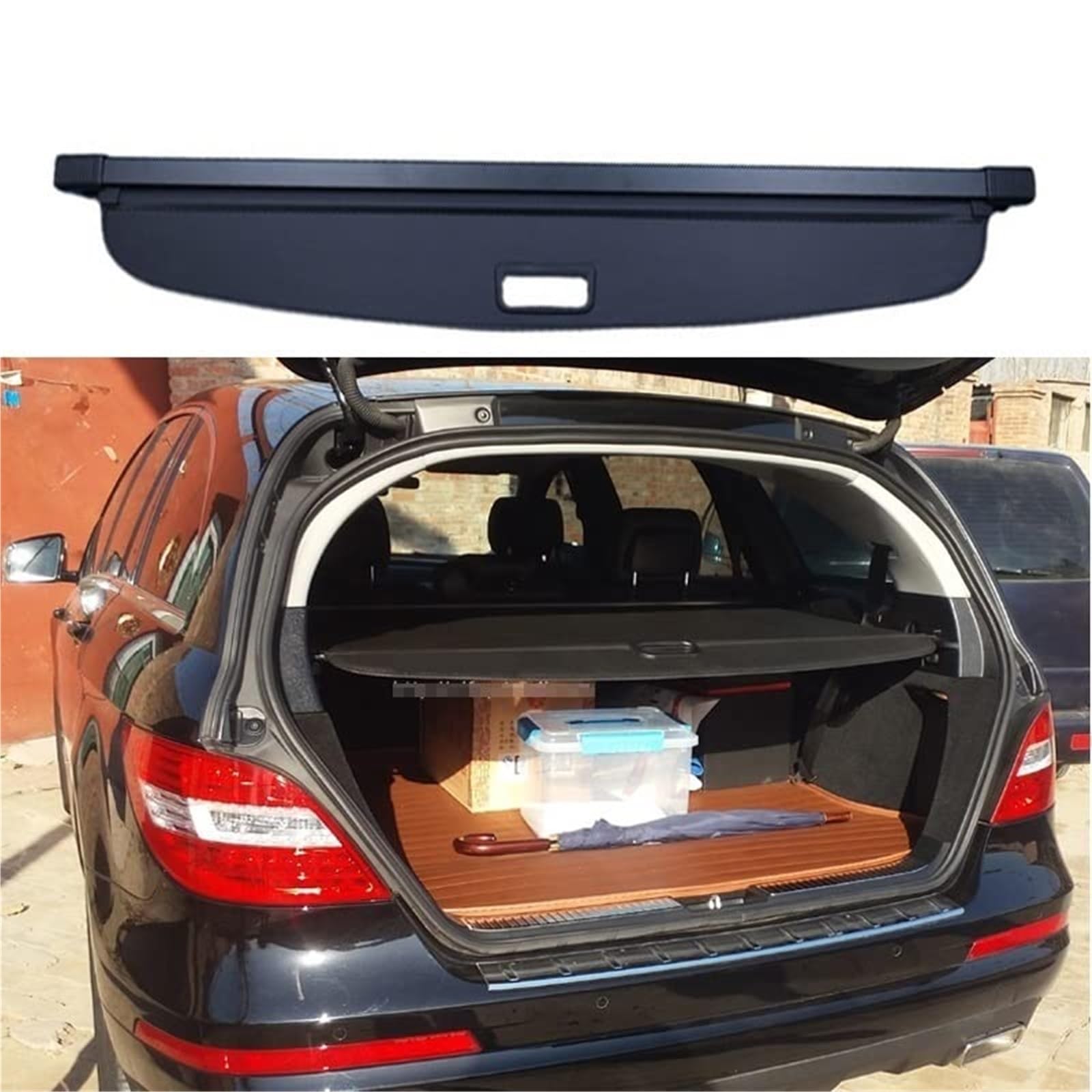 Cubierta retráctil for estante de paquetes de maletero, for Mercedes, Benz, R Class S251 R300 R320 R350 R400 R500 2007-2019, cortina espaciadora de bastidores traseros Cubierta de carga del tronco tra