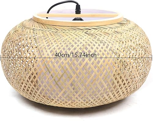 Miniatura 3 de Lámpara colgante rústica de ratán de bambú tejida a mano, jaula colgante de linterna de bambú narural, accesorios colgantes clásicos de ratán para