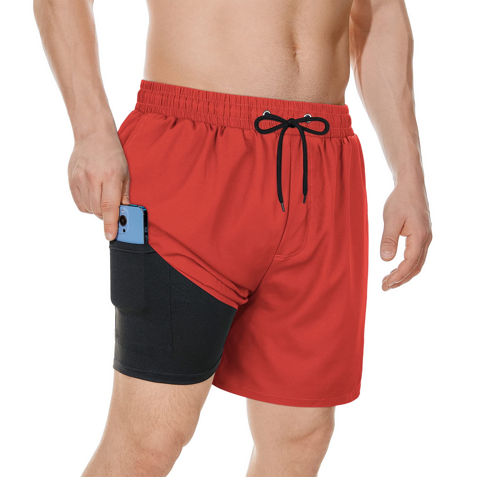 American TrendsMen's Swim Trunks Board Shorts Quick Dry Mens Swimming Trunks with Compression Liner