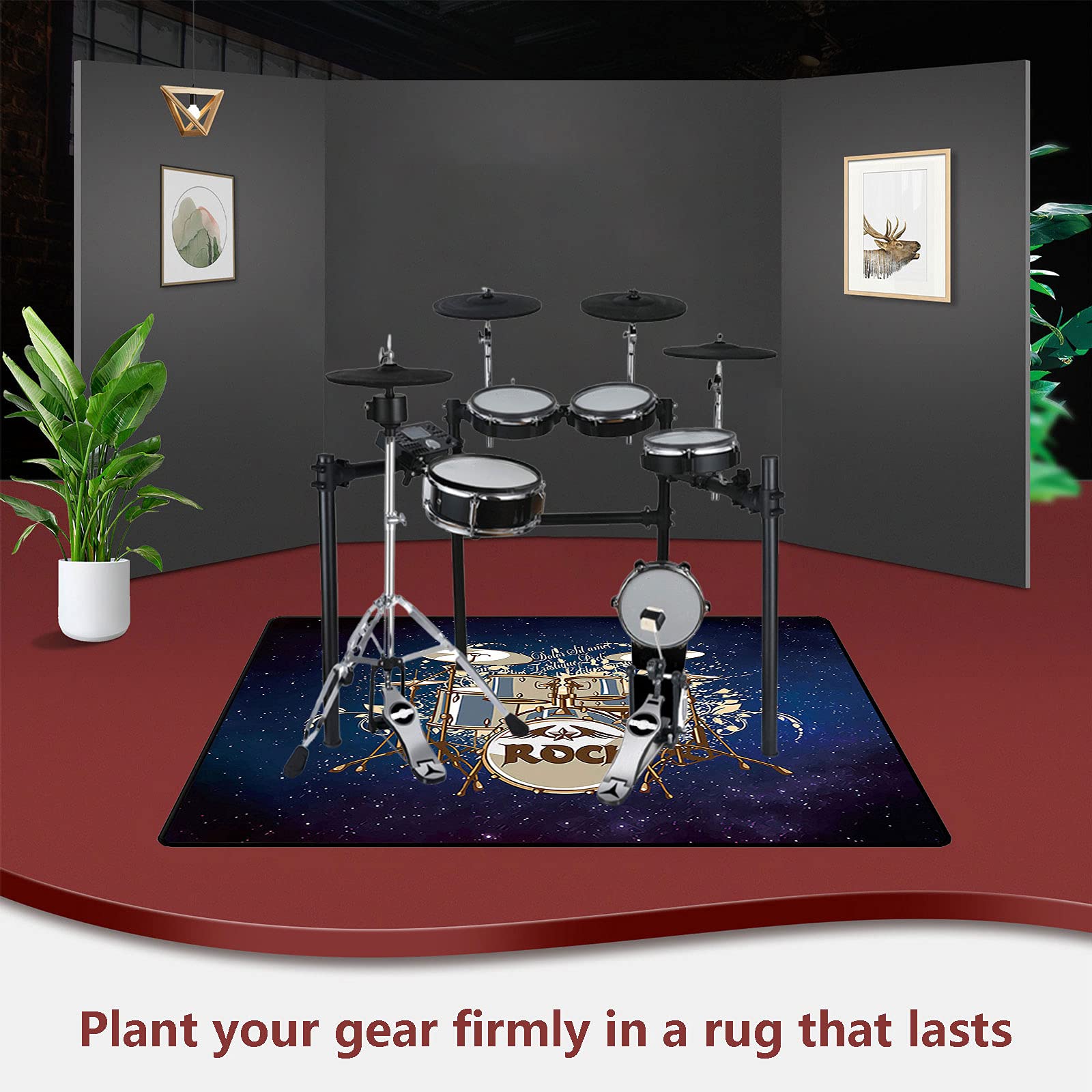 Tapis Batterie 160x120cm Insonorisant Antidérapant - Tapis De Tambour Épaissi Pour Batterie Acoustique Et Électronique