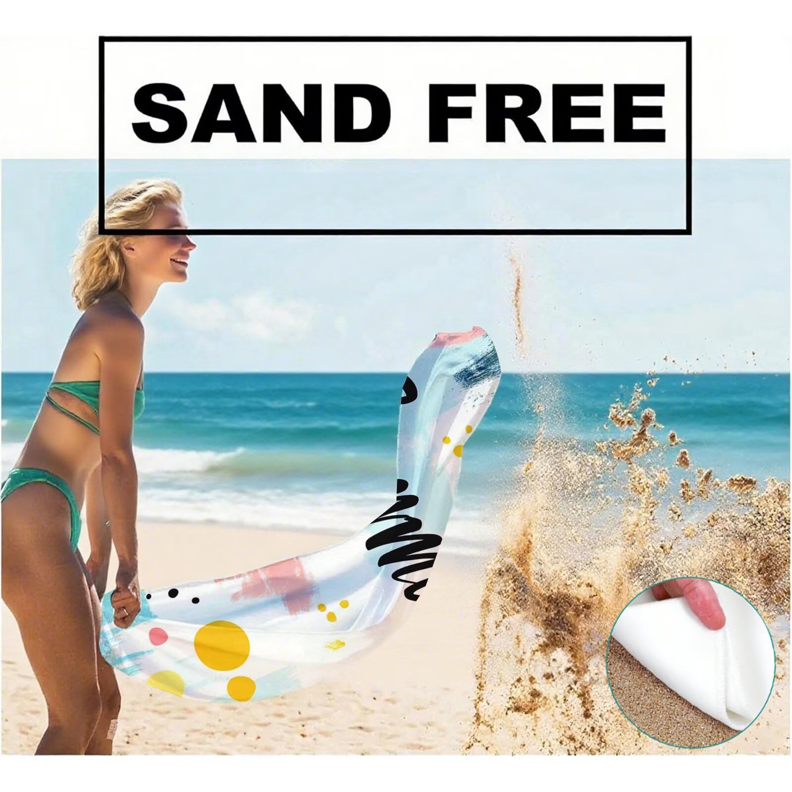 Telo Mare Microfibra, Telo Mare Grande 200x100 cm Set da 2, Antisabbia Asciugatura Rapida Assorbente Salvietta da Spiaggia Asciugamano per Palestra Piscina Viaggi Picnic, Regali Donna Estate Q-726