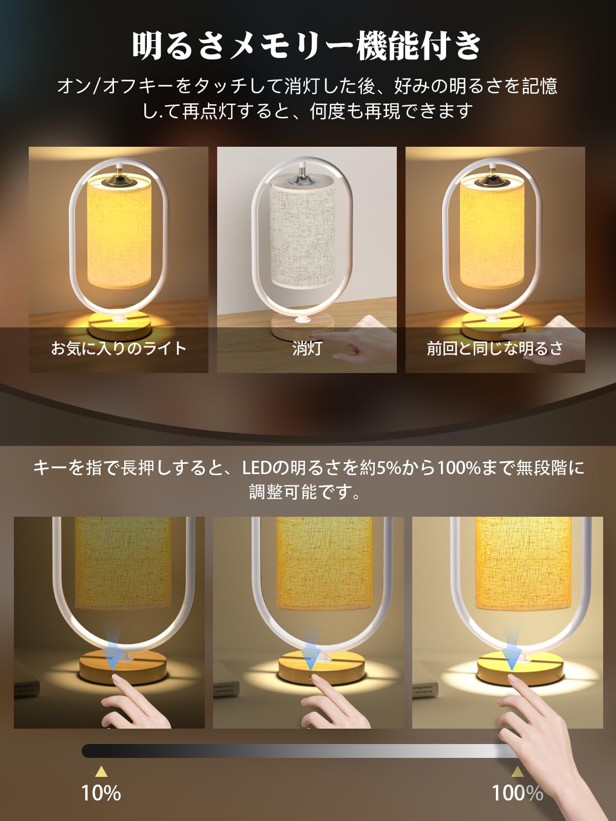 Amazon.co.jp : 【3色ランプ＆無段階調光】木製 テーブルランプ