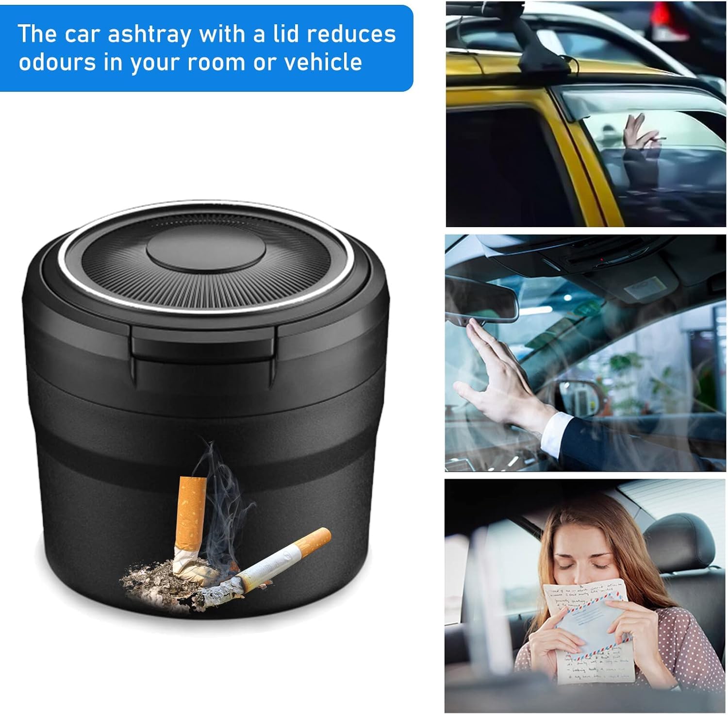 Posacenere Auto Per Ford Mustang, F150, Ranger - In Acciaio Inox Con Coperchio Antiodore - Foto 12