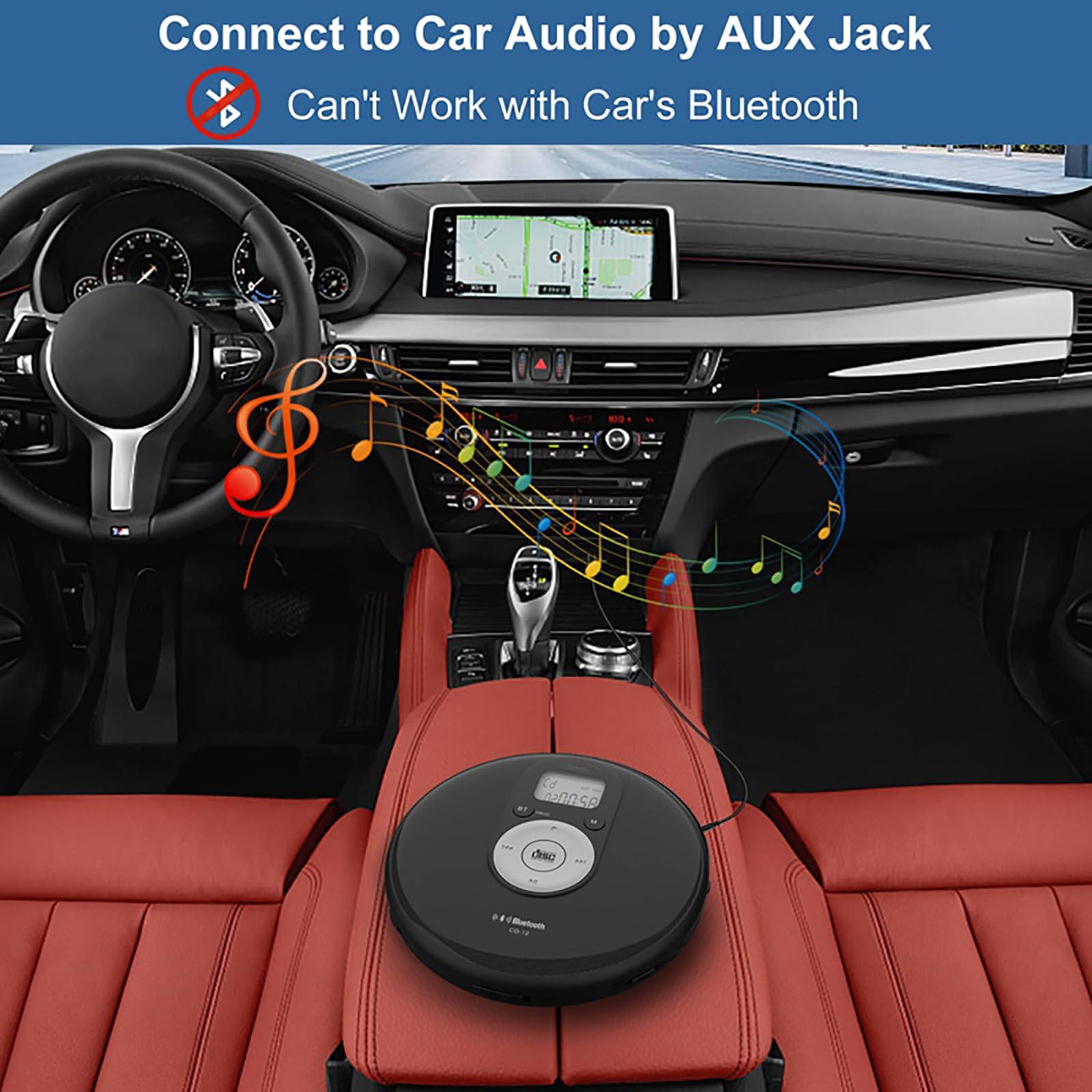 Lecteur CD Bluetooth, Baladeur CD Rechargeable Avec Haut-parleur, Prend En Charge CD/CD-R/CD-RW/MP3/AUX, Piles/USB, Fonction Anti-saut Et Lecture De Mémoire, Pour Se Détendre, Offrir, Étudier